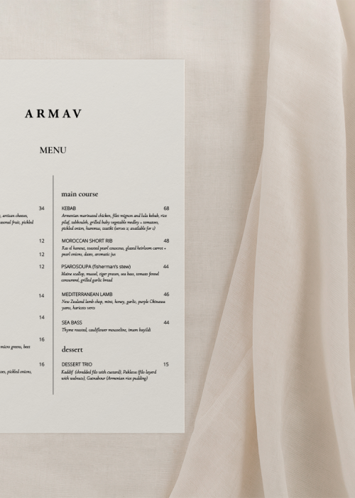 Armav Restaurant Menu Design